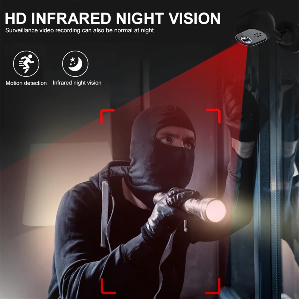 كاميرا IP لاسلكية 1080P للرؤية الليلية كاميرا صوت فيديو مع أجهزة إنذار ذكية، كشف الحركة، اتجاهين #6