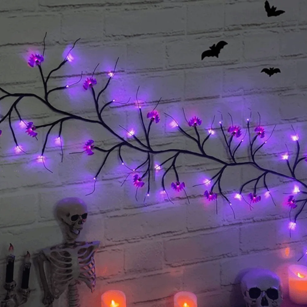 

Waterproof Halloween Pumpkin String Light Luminous Bendable Bendable Tree Lamp Dimmable 48LED Luminous Ornaments Party Decor