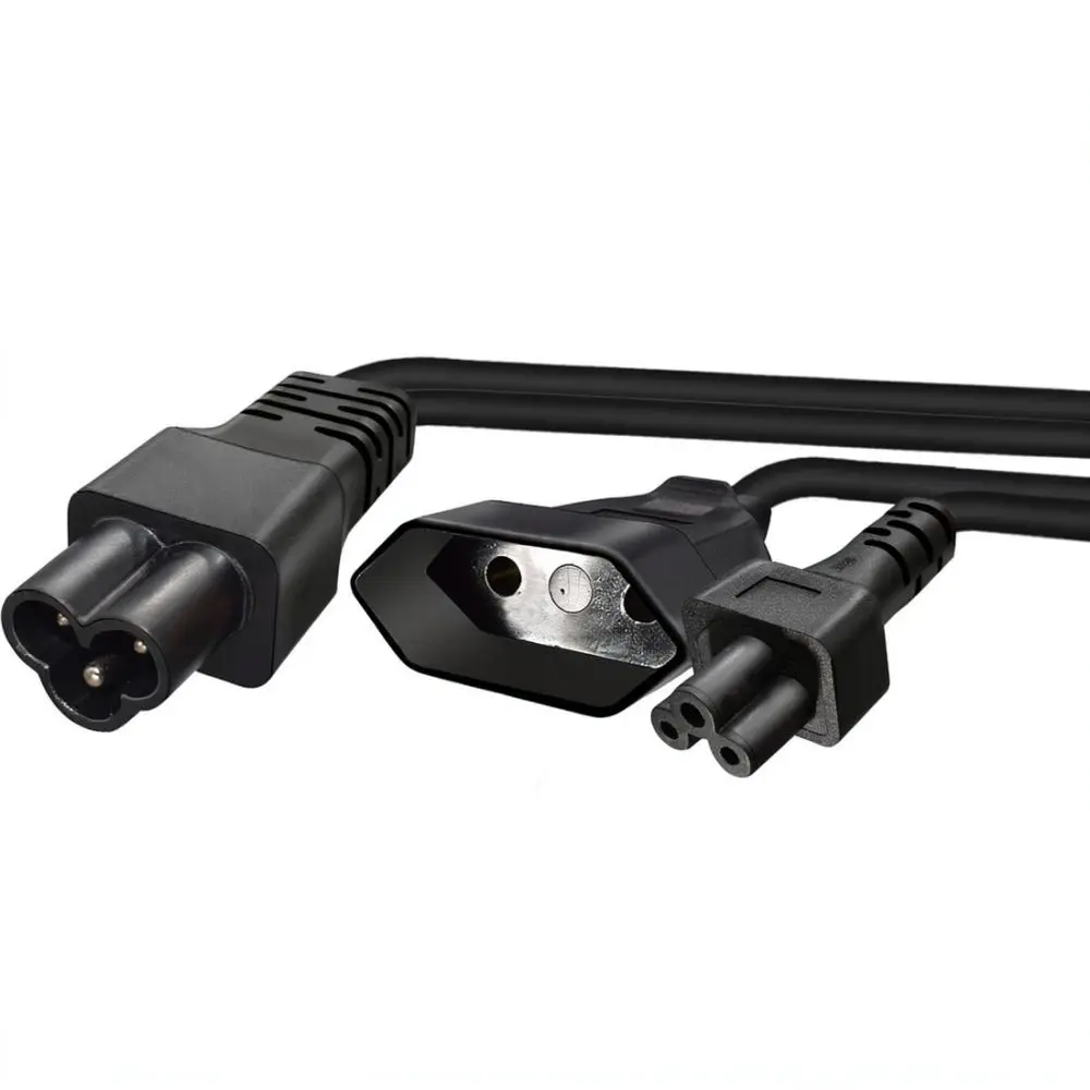 IEC320 C6 To European EU 4.0mm Plug Power Cable Adapter Splitter Cord Extension Lead For Desktop Monitor Printer Appliances