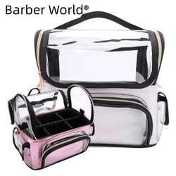 PVC Beauty Tools Bags Women Makeup Supplies Storage Backpack Hairdressing Waterproof Travel Bag Transparent Barber Box