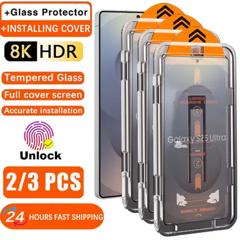 1-3PCS Oleophobic Coating Screen Protector For Samsung S25 Ultra S25 Plus S24 Ultra S25 Edge Fingerprint Unlock Tempered Glass