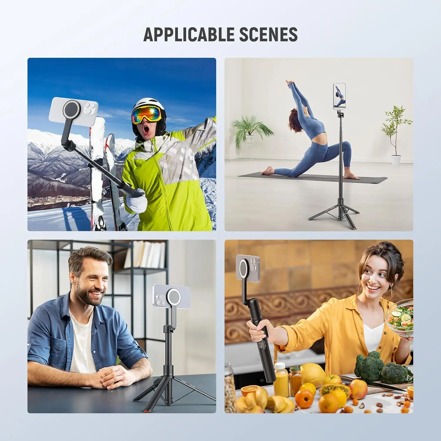 NEEWER Basics Magnetic Selfie Stick Tripod 5.48' Portable Travel Stand for MagSafe iPhone Android with Remote Control