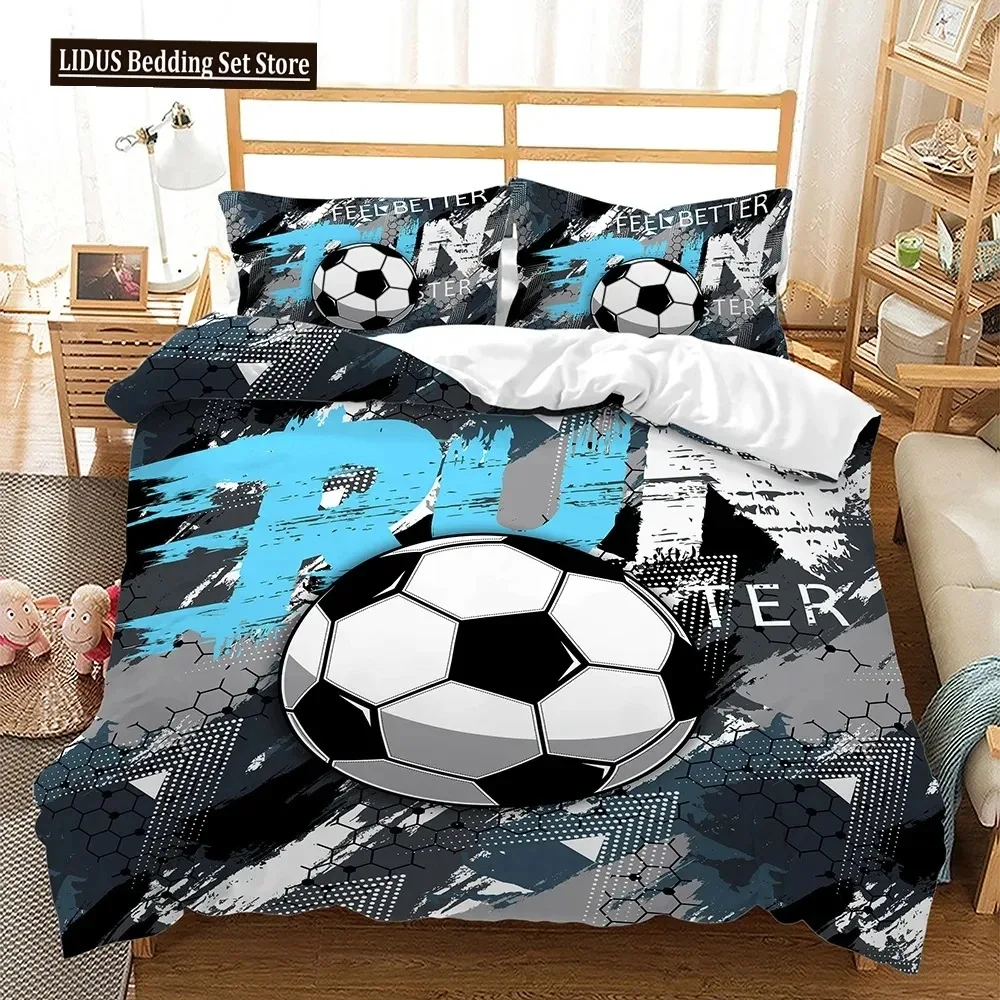 

New 3D Soccer Bedding Set Popular Football Soft Microfiber Bed Linen With Pillowcase Queen King Single Size Duvet Cover Sets