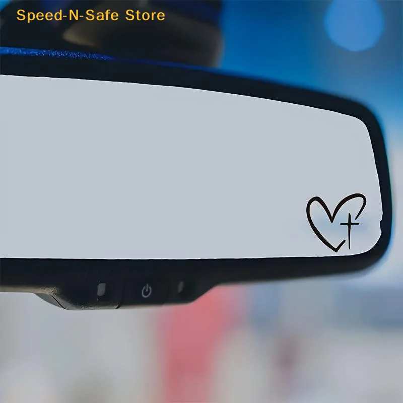 2Pcs/set Of Heart Shape Cross Mirror Stickers, Personalized Creative Decoration