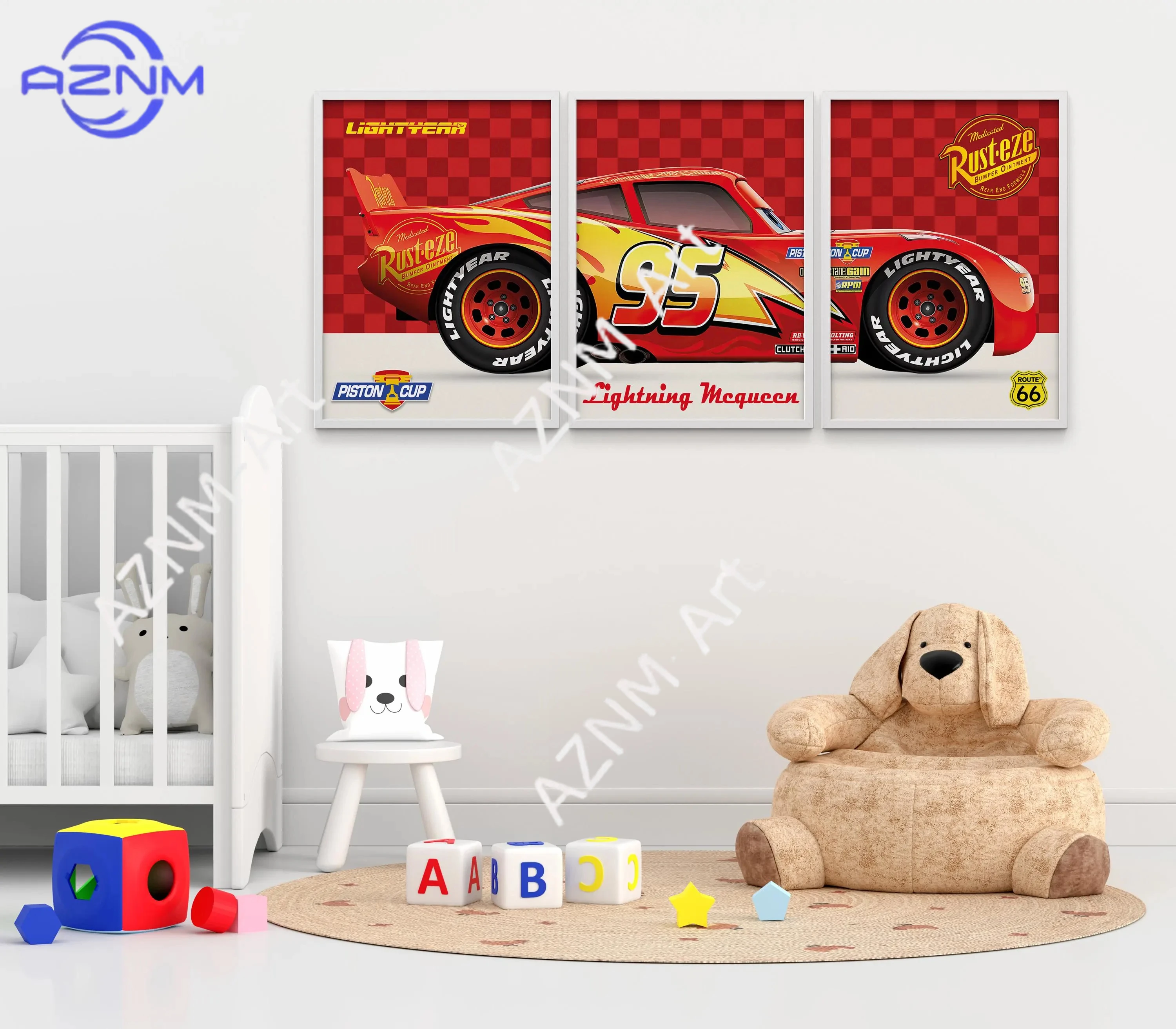 

1PC/3PCS Cars movie McQueen poster Lightning McQueen Disney Cars prints Kids Room cars decor Cars Art Print