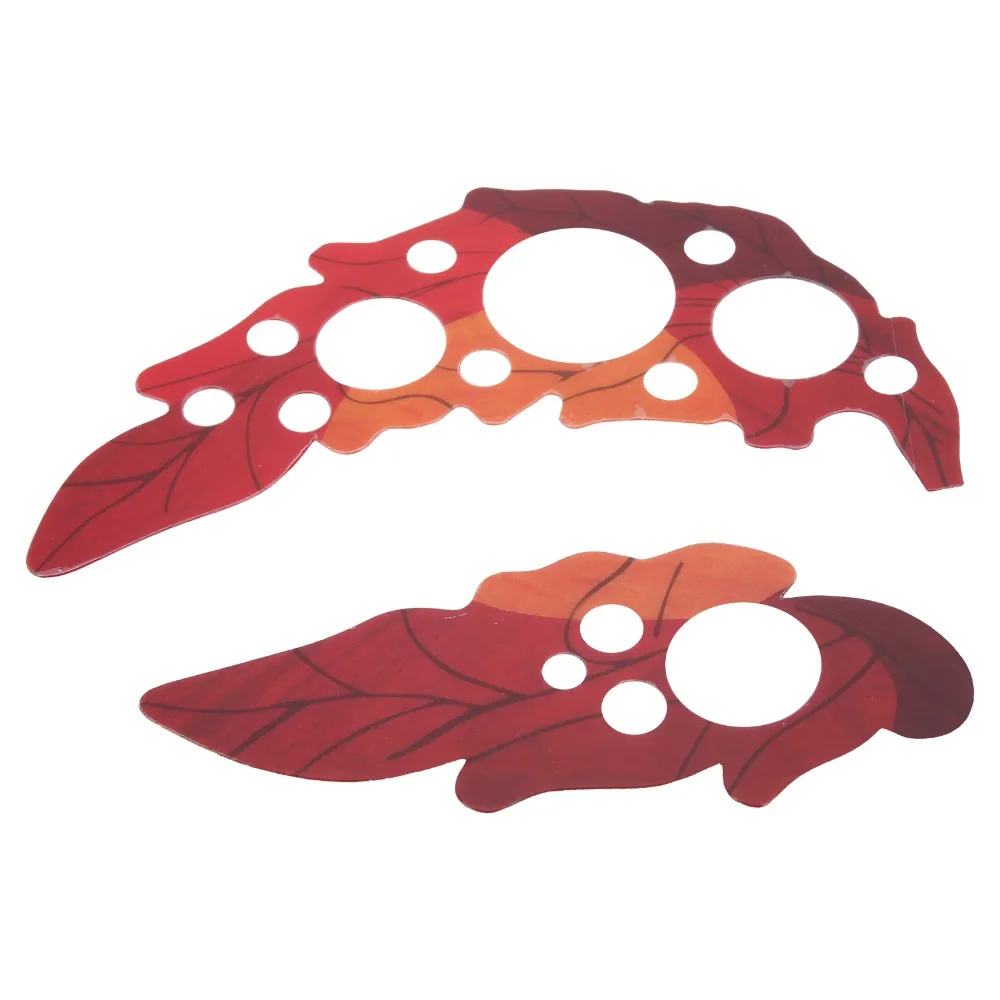 2PCS Self Stick Sound Hole Sticker Red Grape Leaf Shape Acoustic Guitar Scratch Plate PVC Material Grape Leaf Guitar Guard