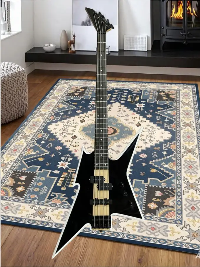 Classic 4 string black bass, with white edges, fixed bridge, maple neck through solid wood body, 3 pickups, customizable color