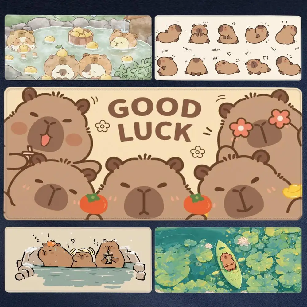 

Capybara Cute Mouse Pad 1000x 500 Computer Desk Mat 3mm thick Super Big Large All Size Lock Edge Creative Rubber Keyboard Mat