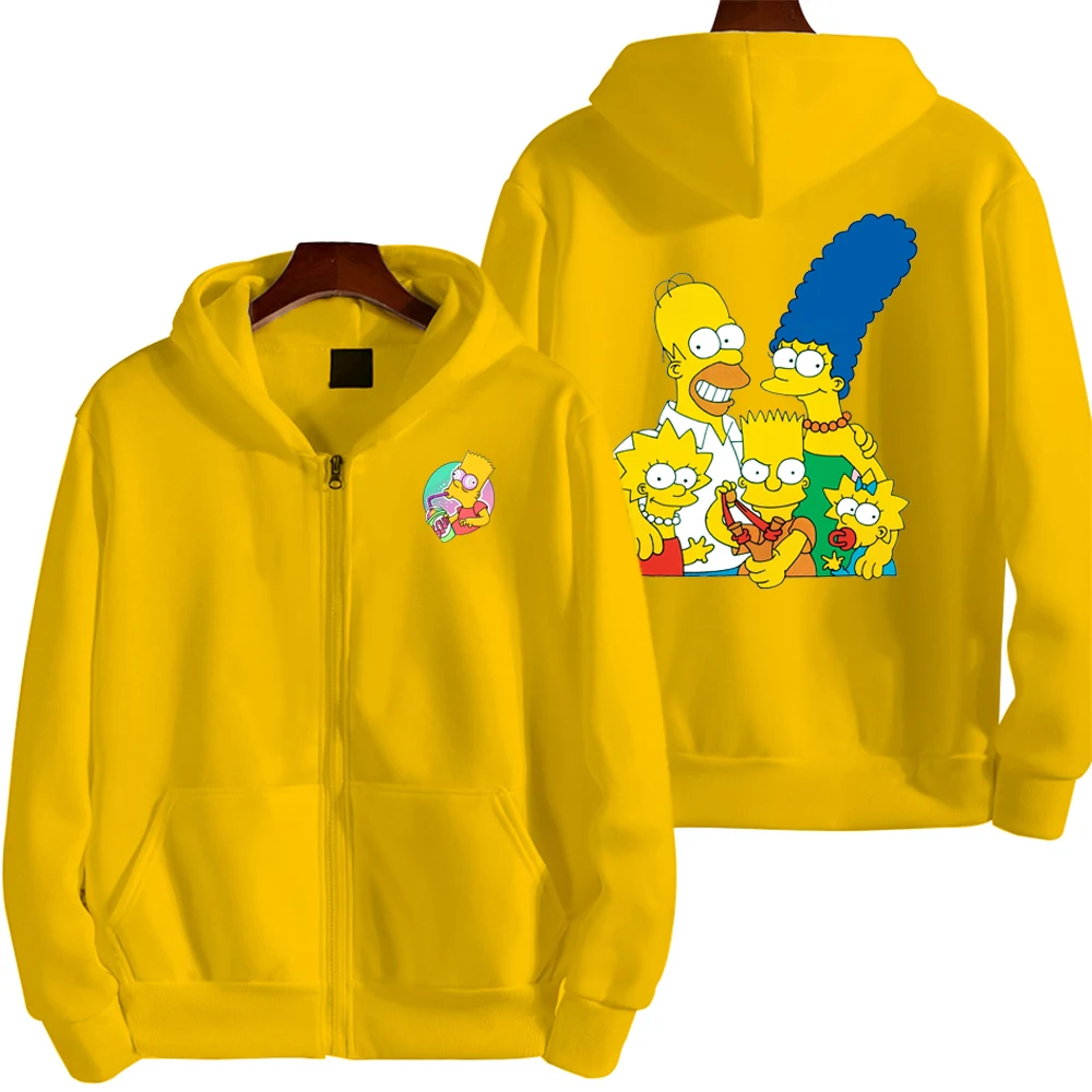 Simpson Cartoon Men Hoodie Spring Autumn Women Oversized Sweatshirt With Zipper New Cartoon Anime Couple Coat