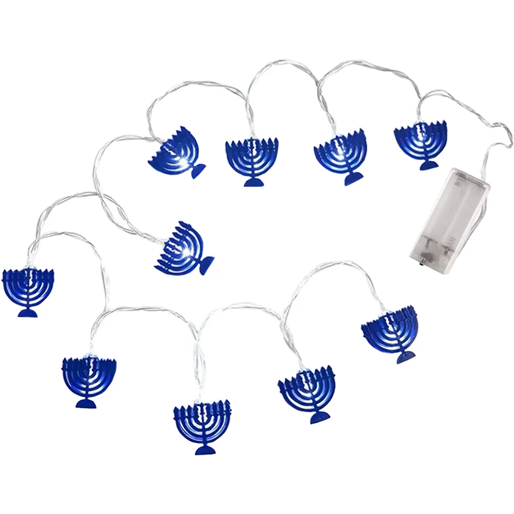 Nine Candlestick String Lights LED Decor Chanukah Garland Holder Mini Operated