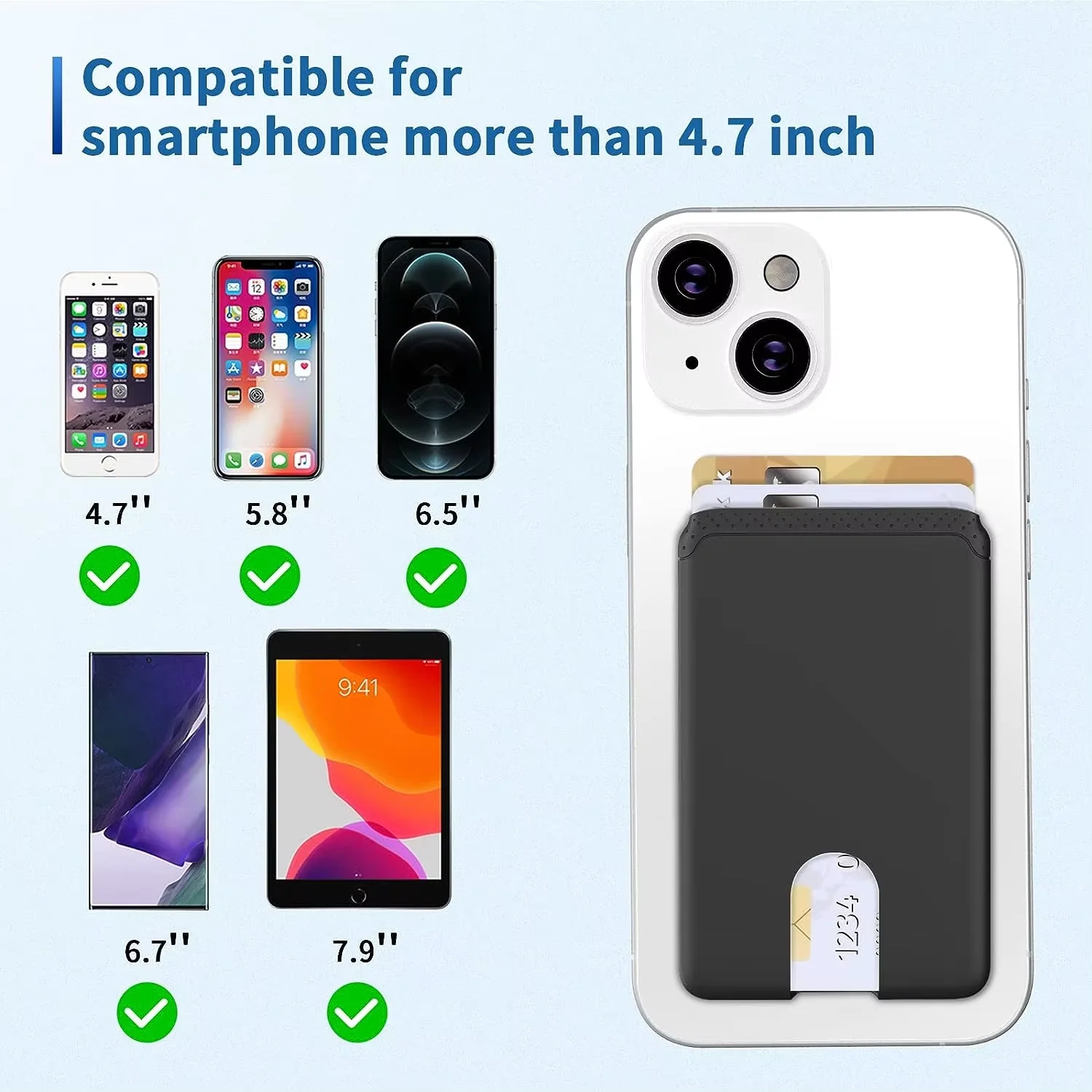 Bank Credit Card Holder Phone Sticker Adhesive Soft Silicone Slim Thin Mini Wallet Mobile Phone Cardholder Compatible for Iphone image 2