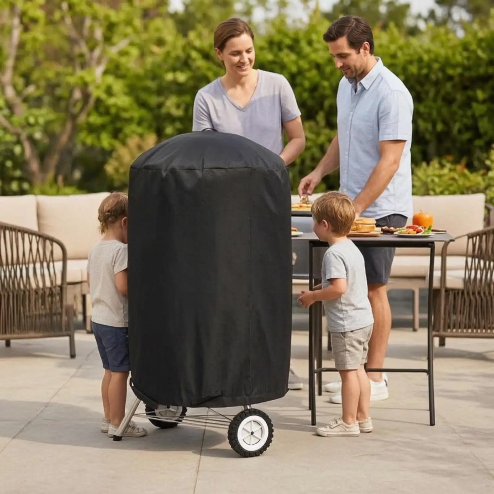 Kettle Grill Cover Waterproof Circular Grill Cover Weatherproof for Patio, Backyard