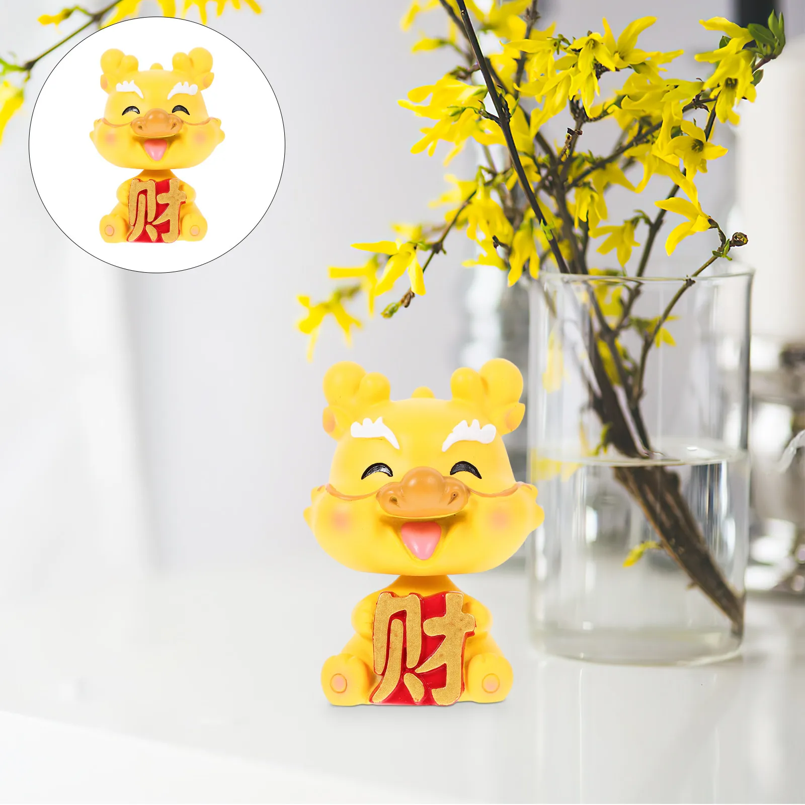 

Shaking Head Cartoon Dragon Resin Statue Decoration for Desktop Car Interior Fengshui Home Office Decor Chinese Wealth Symbol
