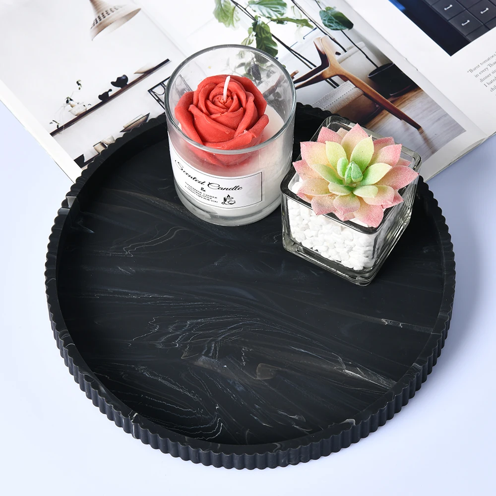 A Silicone Lace Round Decorative Storage Tray, Coffee Table Decorative Storage Tray, Round Tray, Home Decoration Tray, Desktop Decorative Tray, Decorative Tray, Center Decorative Tray - view 4
