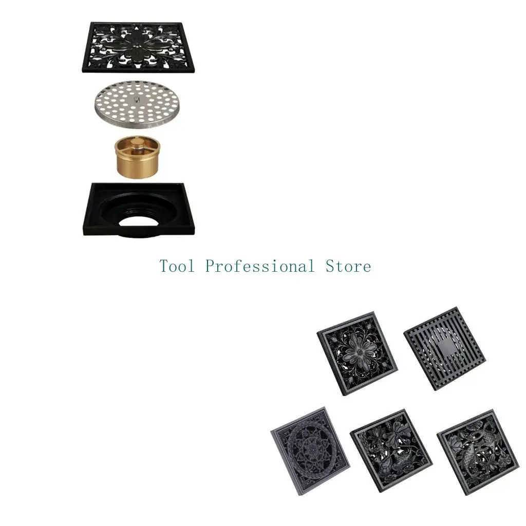 57QF Invisible Floor Drain Square Drain Strainer Hair Catcher Anti-blocking Backflow Preventer for Bathroom Kitchen Laundry