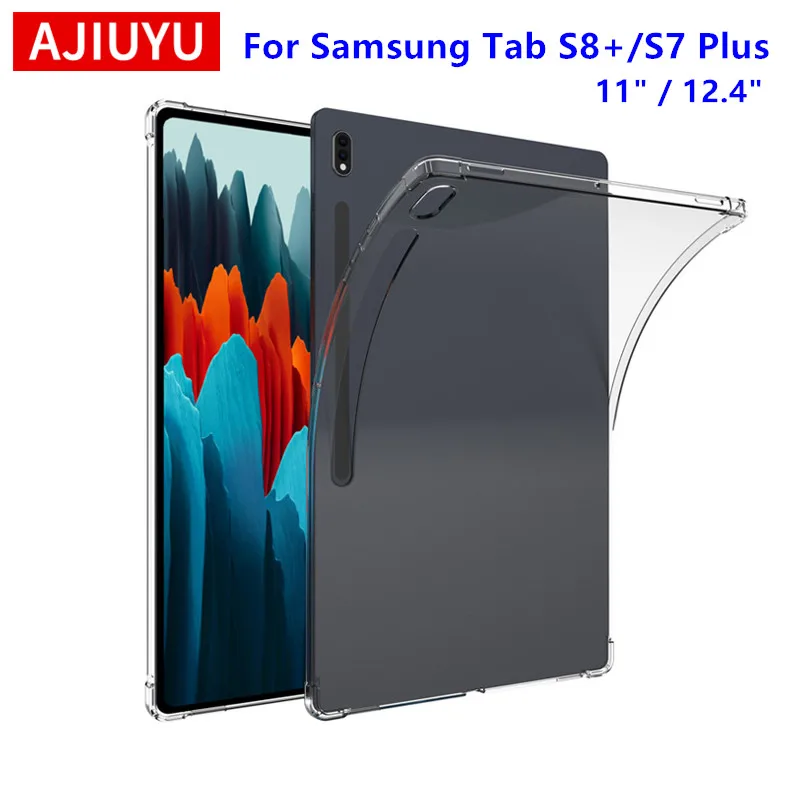 AJIUYU Case For Samsung Galaxy Tab S7 FE Plus S8 S7 11 12.4 inch Tablet S6 Lite A8 A7 Cover Transparent TPU Silicone Soft Shell