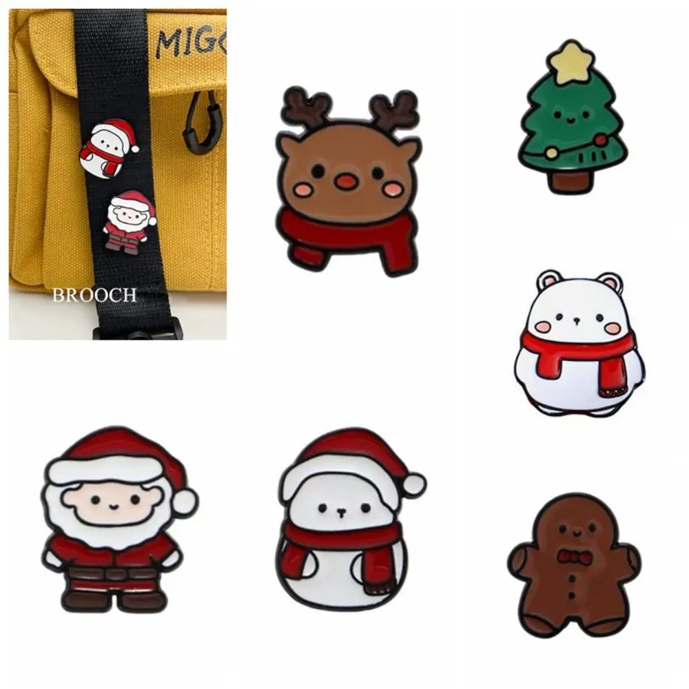 Cartoon Christmas Brooch Snow Man Gingerbread Man Santa Claus Enamel Pins Jewelry Accessories Christmas Tree