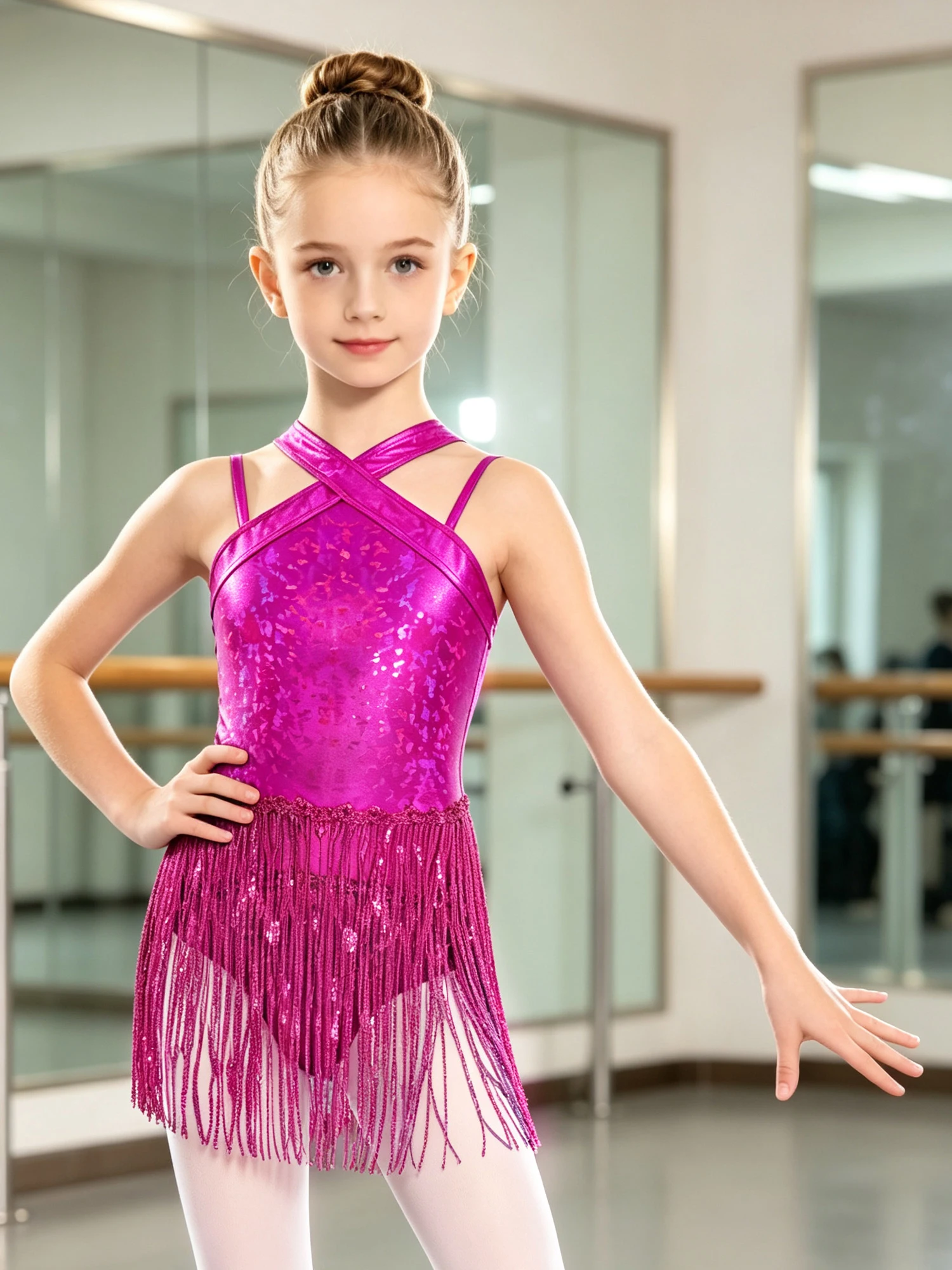 Kids Girls Latin Dance Leotards Stage Performance Dress Tango Dancewear Tassels Fringed Bodysuits Samba Rumba Tango Show Costume