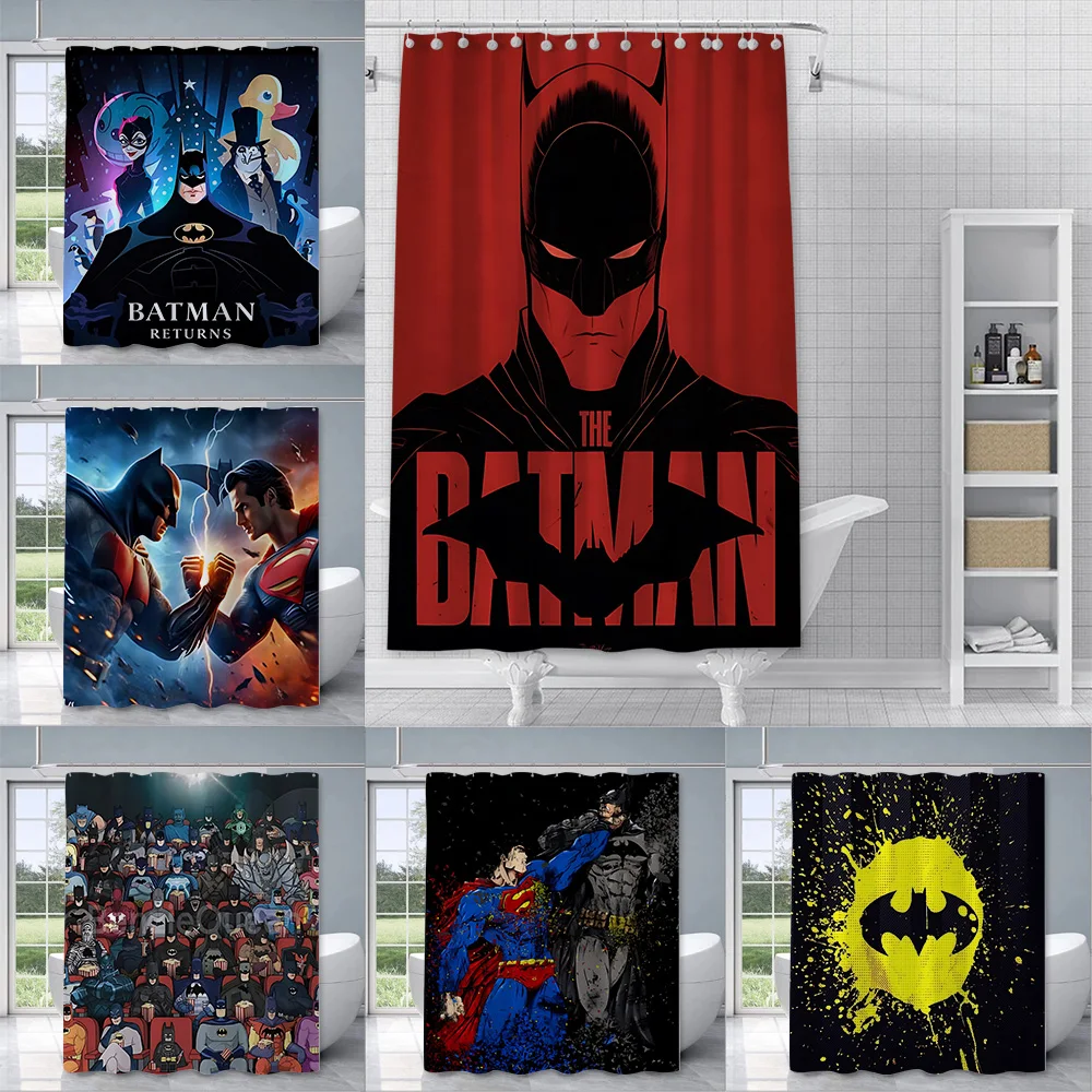 

Superheroes Batmans and Superman Shower Curtain Waterproof Polyester Fabric Paint Bath Curtains Home Bathroom Decor Curtaint