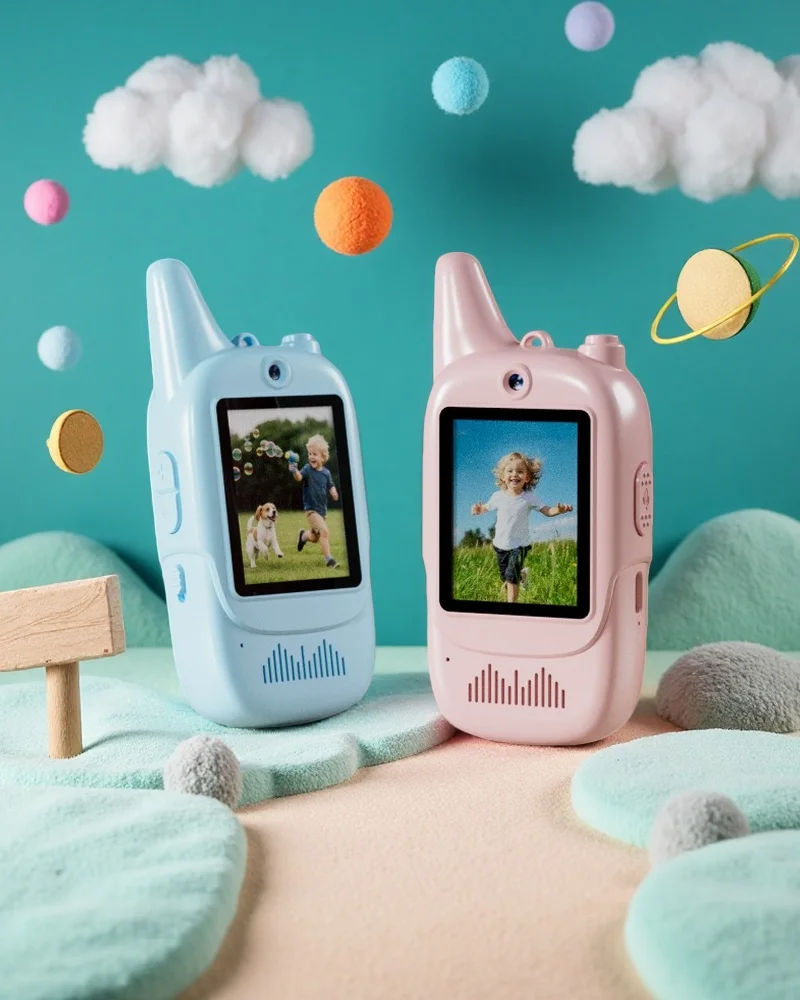 عيد الميلاد 2 قطعة فيديو لاسلكي تخاطب فيديو إنترفون HD خطوط صوتية قابلة للشحن بنقرة واحدة دعوة الكرتون مغير الصوت هدية للأطفال