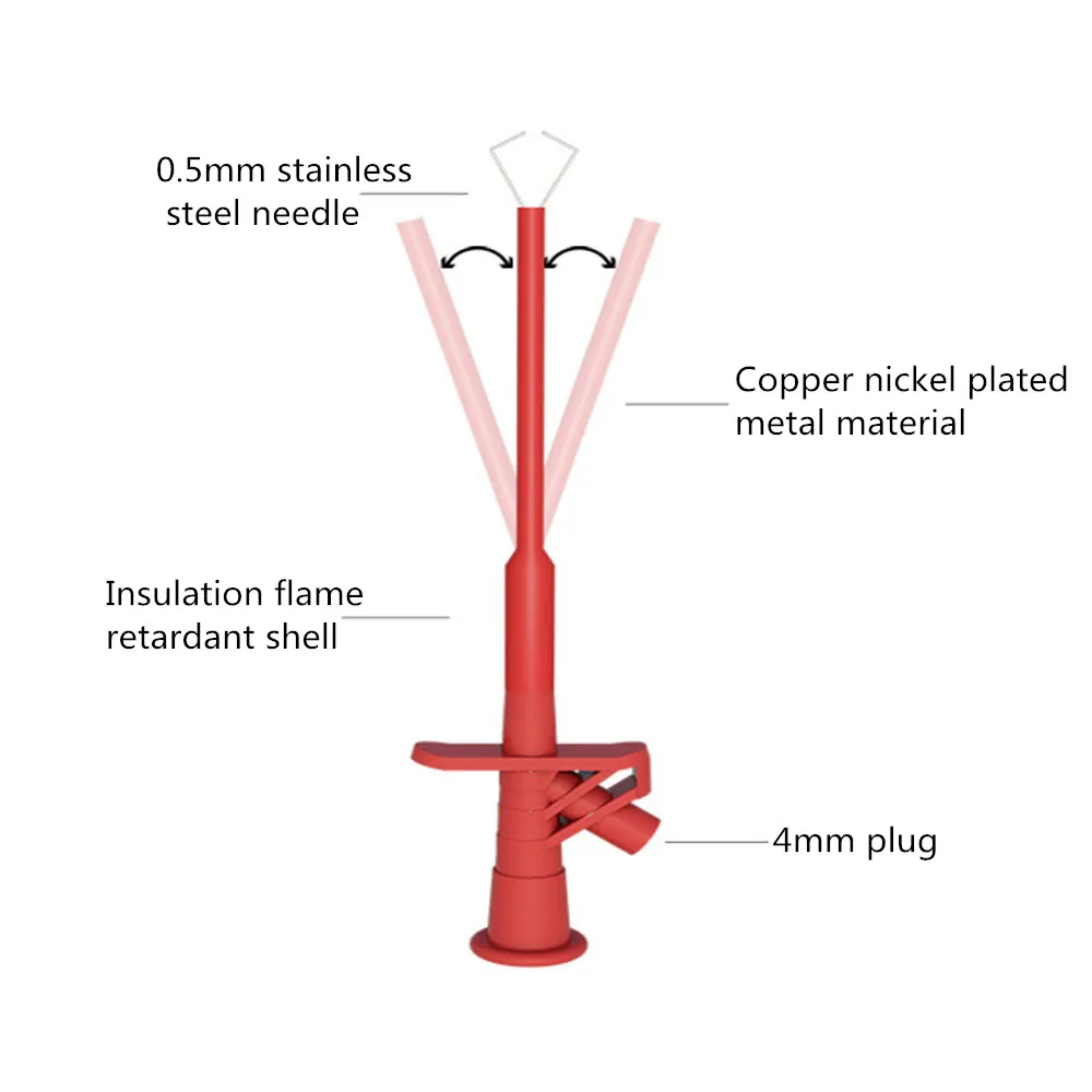 

2PCS Quick Test Hook Clip Insulated High Voltage Flexible Super Elastic Clamping Force Testing Probe with 4mm Banana Socket