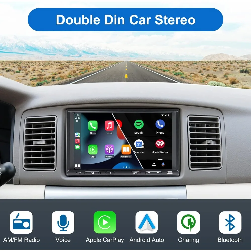 

Hot Sale Double Din Car Stereo Radio Wireless CarPlay & Wireless Android Auto, 7in Touchscreen Car Audio Receiver