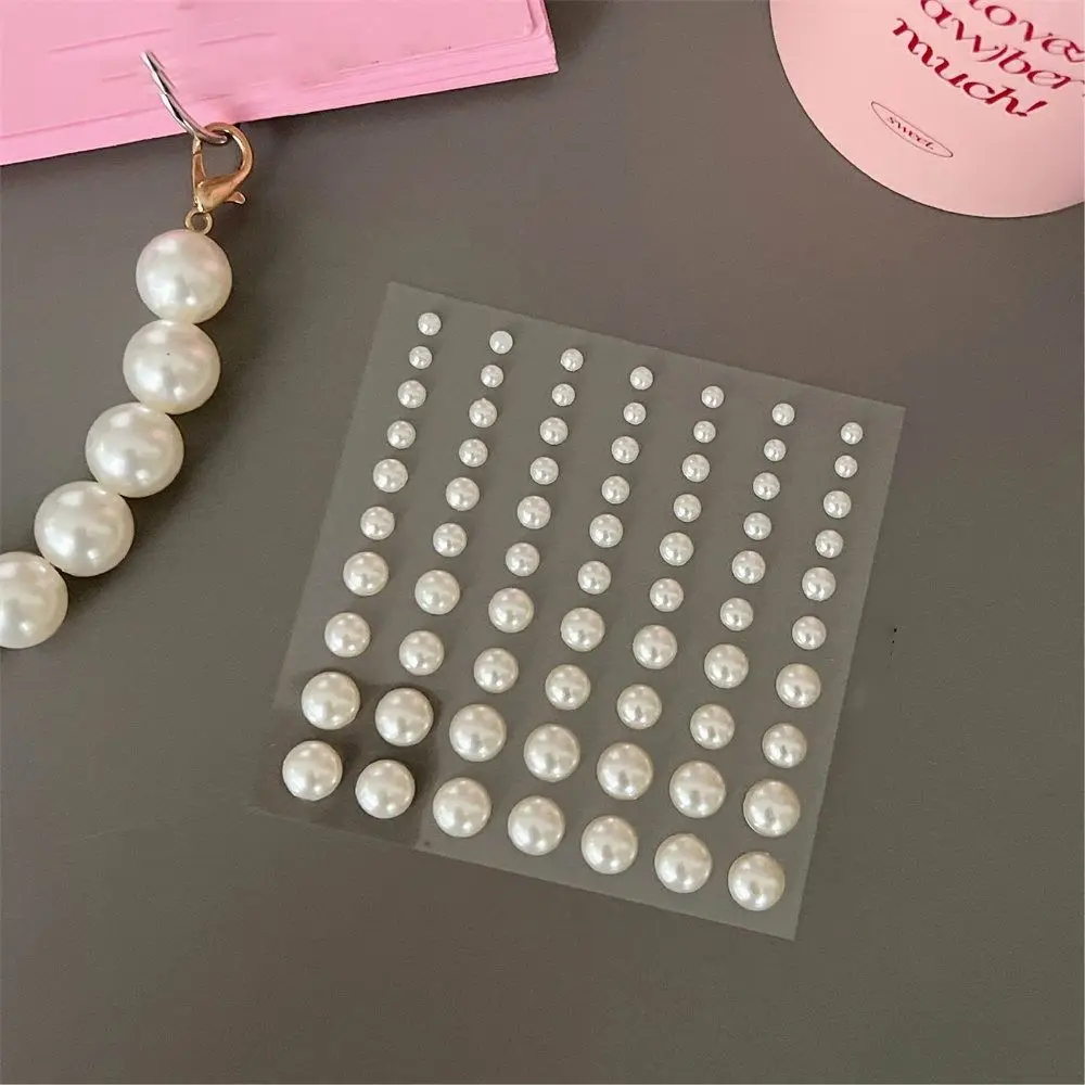 3D Rhinestone Pearl Decorative Sticker Fashion Disposable Semi Round Pearl Stickers Self Adhesive Light Luxury