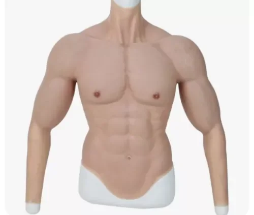 

Masculine Silicone Muscle Suit with Realistic Arms, Abdominal Muscles, Fake Boobs for Cosplay Costume Anime Masquerade