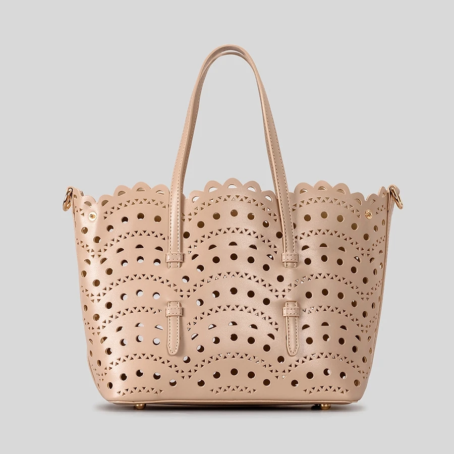 

Модная большая вместительная веганская женская сумка-тоут из искусственной кожи, полая сумка-ведро, 2025 г., высококачественные сумки на плечо для улицы