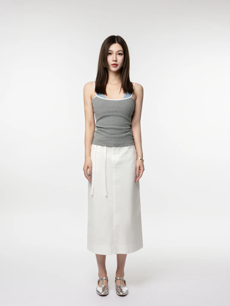 

One a Gua Summer 2025 New Vintage Spicy Girl ey Strap Vest Women's Top Faionable Casual Svel Outfit for Ladies