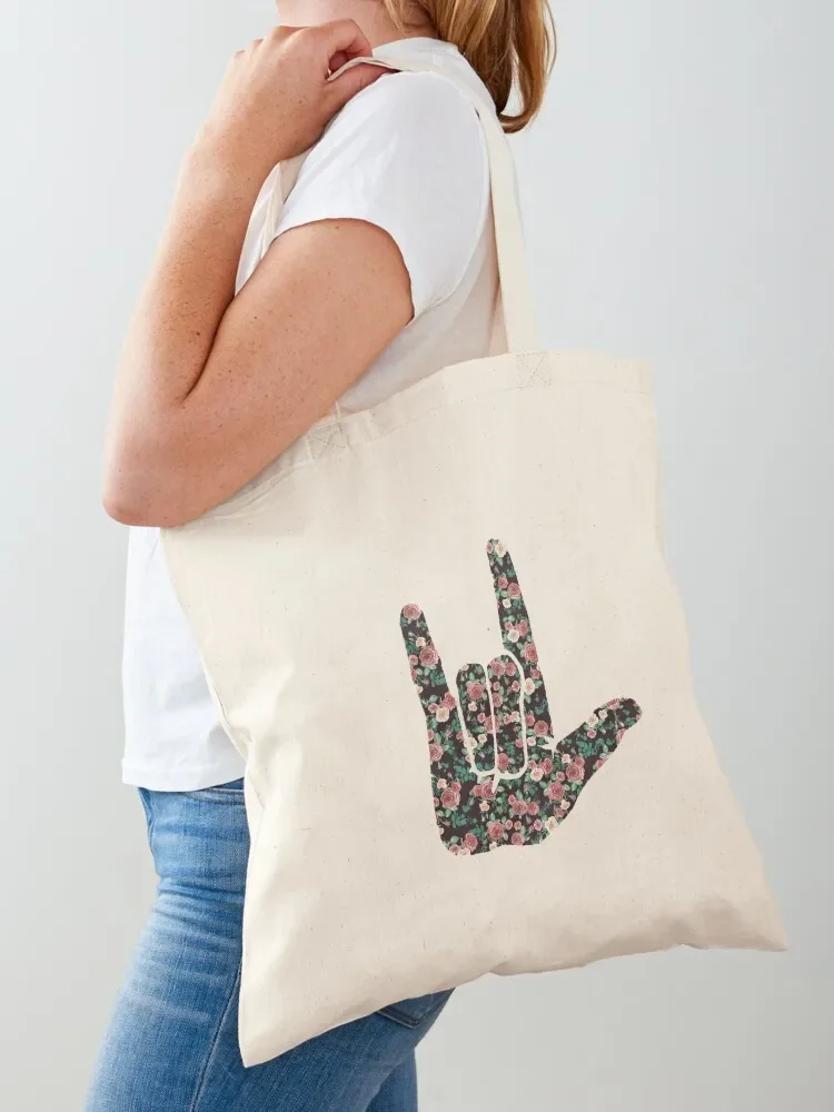 Floral Sign Language I Love You Tote Bag Big bag women personalized tote sacs de shopping great bag