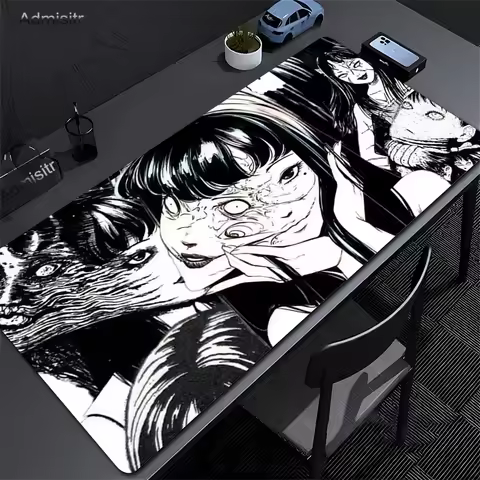 Black and white mousepad gaming keyboard pads large cute high definition gamer desktop junji ito horror anime keyboard m