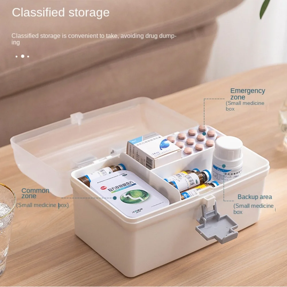 Mehrschichtige, große Pillendose, wasserdichter Medizinschrank mit großer Kapazität, Medikamenten-Tablettendose, weiße Medikamenten-Aufbewahrungsbox – Detail 4