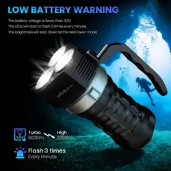 Sofirn SD01 Pro 3* XHP50.2 LED Flashlights 10000LM Super Powerful Dive Flashlight Underwater Scuba Diving Torch