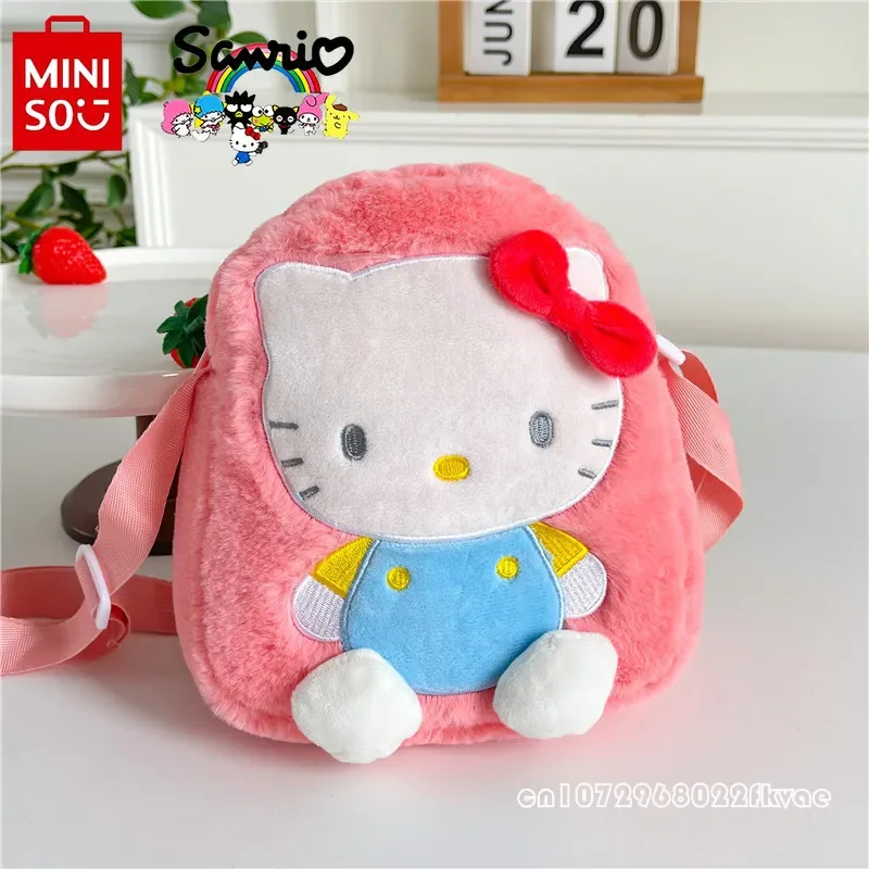 Sanrio-Bolso cruzado de felpa de alta calidad para niños y mujeres, minibolsa de almacenamiento versátil para teléfono móvil con dibujos animados, novedad de 2024