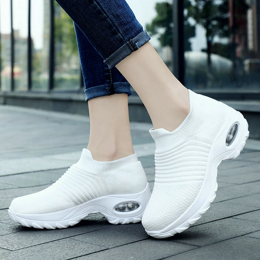 Buty damskie na co dzień Chunky Sneakers platformowe buty do chodzenia moda dzianinowe mokasyny na co dzień rozmiar 35-42