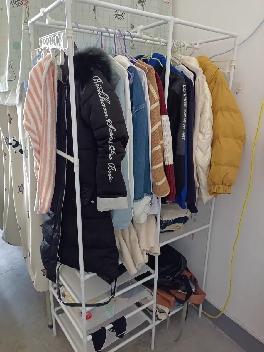 Clothes and Hats Rack Floor to Ceiling Bedroom Hanging Clothes Rack Simple Household Economical Storage Rack