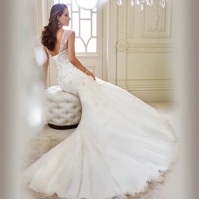 Abiti da sposa a sirena glitterati Abito da sposa da giardino Abito da sposa di fascia alta Abiti da sposa da sposa di lusso personalizzati