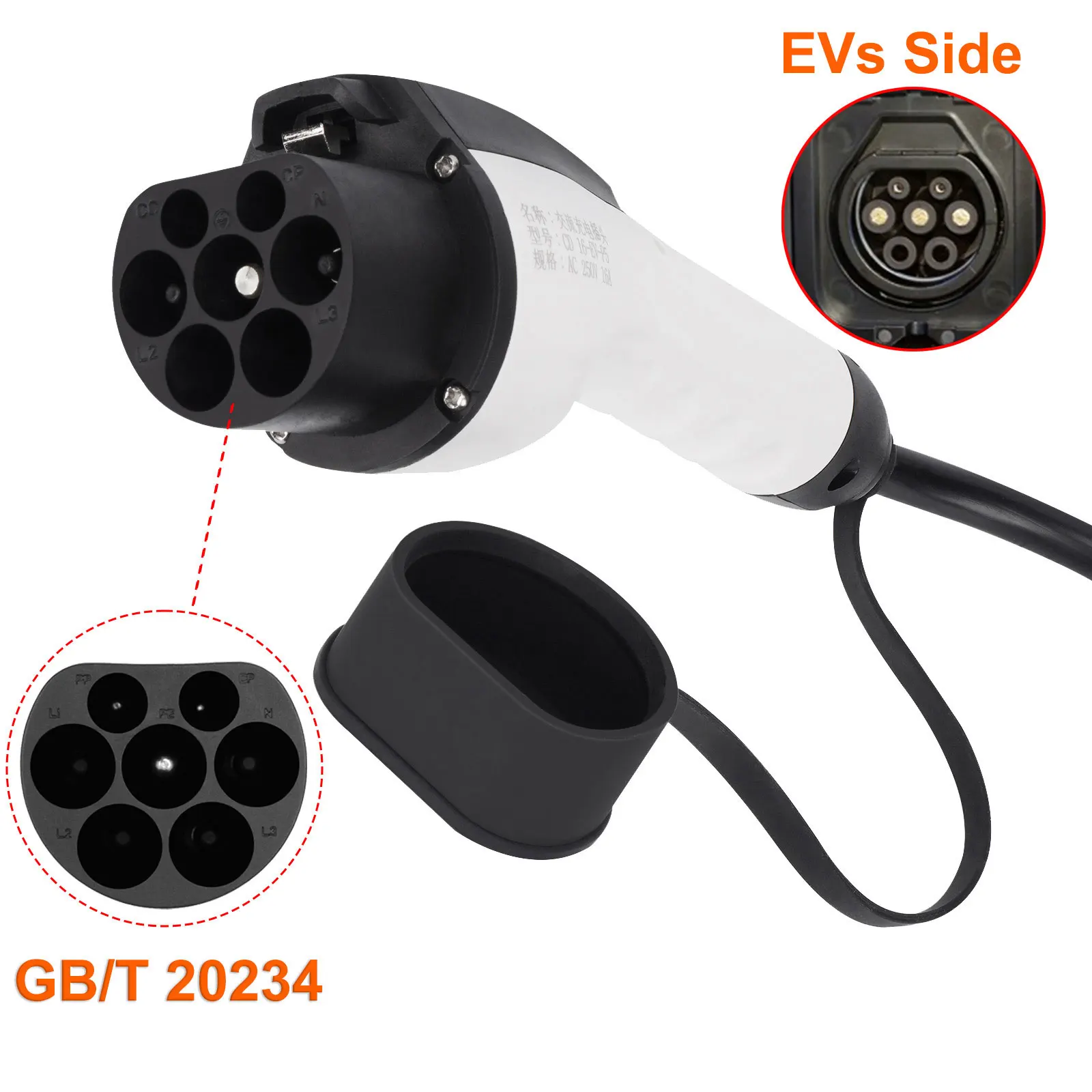 Teschev Electric Car Vehicle GB/T Portable EV Charger 3.5KW Wallbox 8/10/13/16A Switchable GBT EVSE Charging Cable Schuko Plug