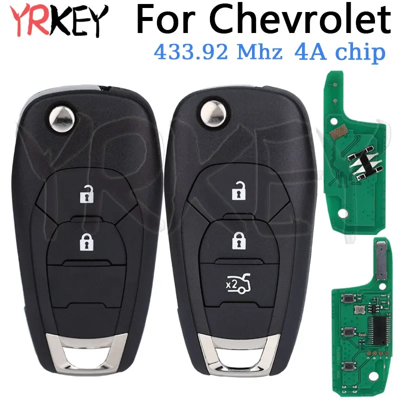 

Remote Key Case Fob 433.92FSK 4A Chip for Chevrolet Cruz 2015 Trax Sonic Spark 2021 Onix RS Aftermarket Car Folding Filp Key