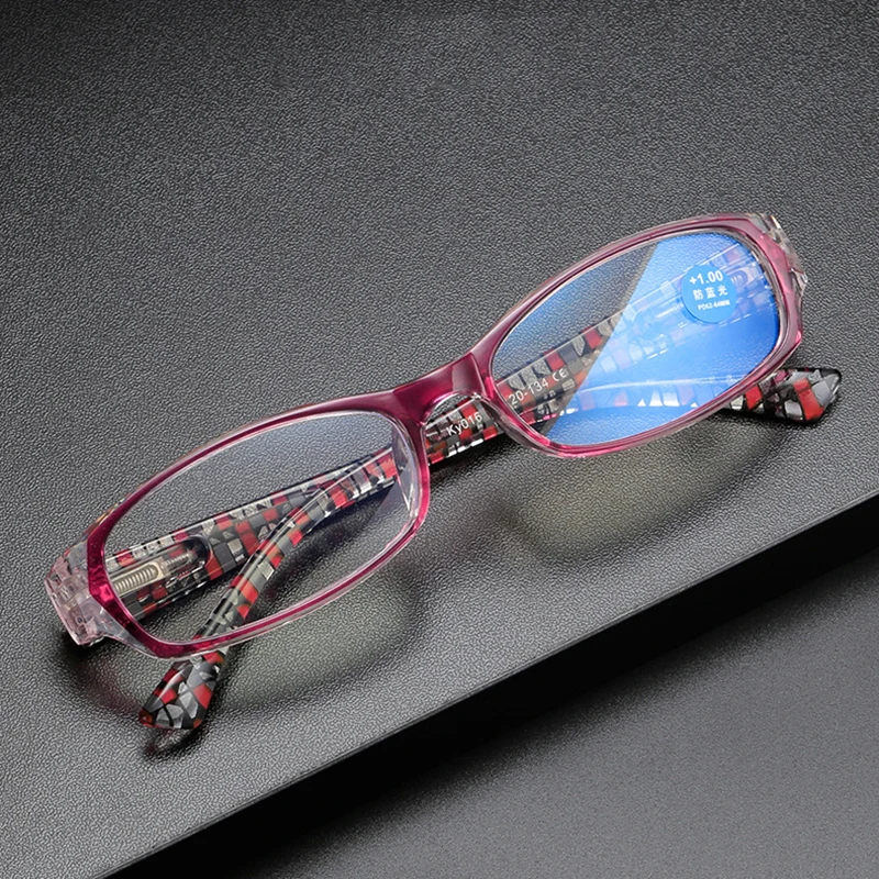 3 Pcs Vintage Checkered Reading Glasses Small Square Anti Blue Computer Eyewear Fashion Flexible Floral Magnifier