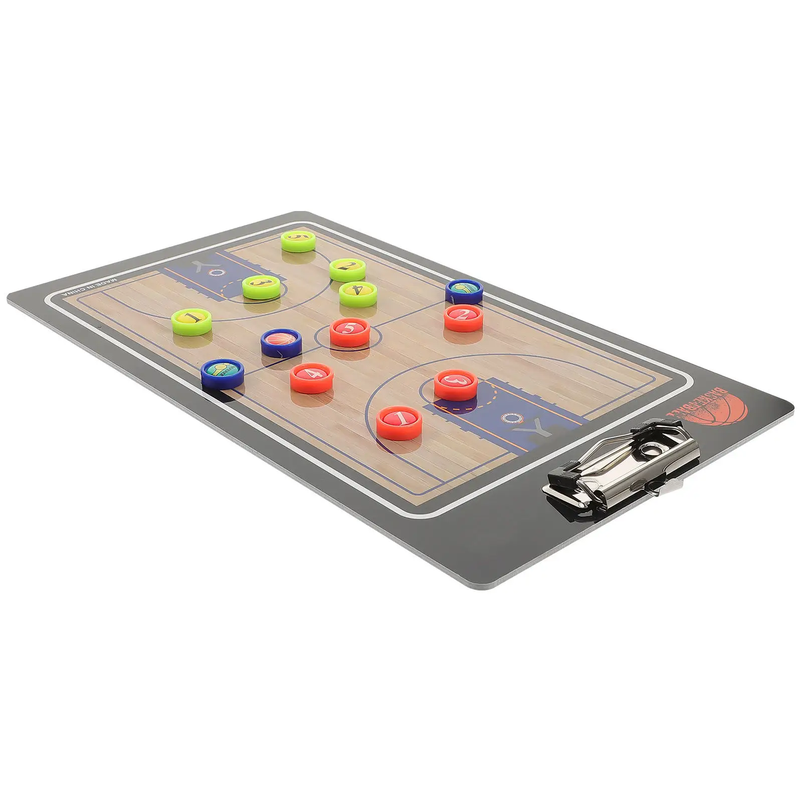 2-Sided Reusable Basketball Coaching Board with and Half Court Layout Dry Erase Clipboard for Game Tactics Training