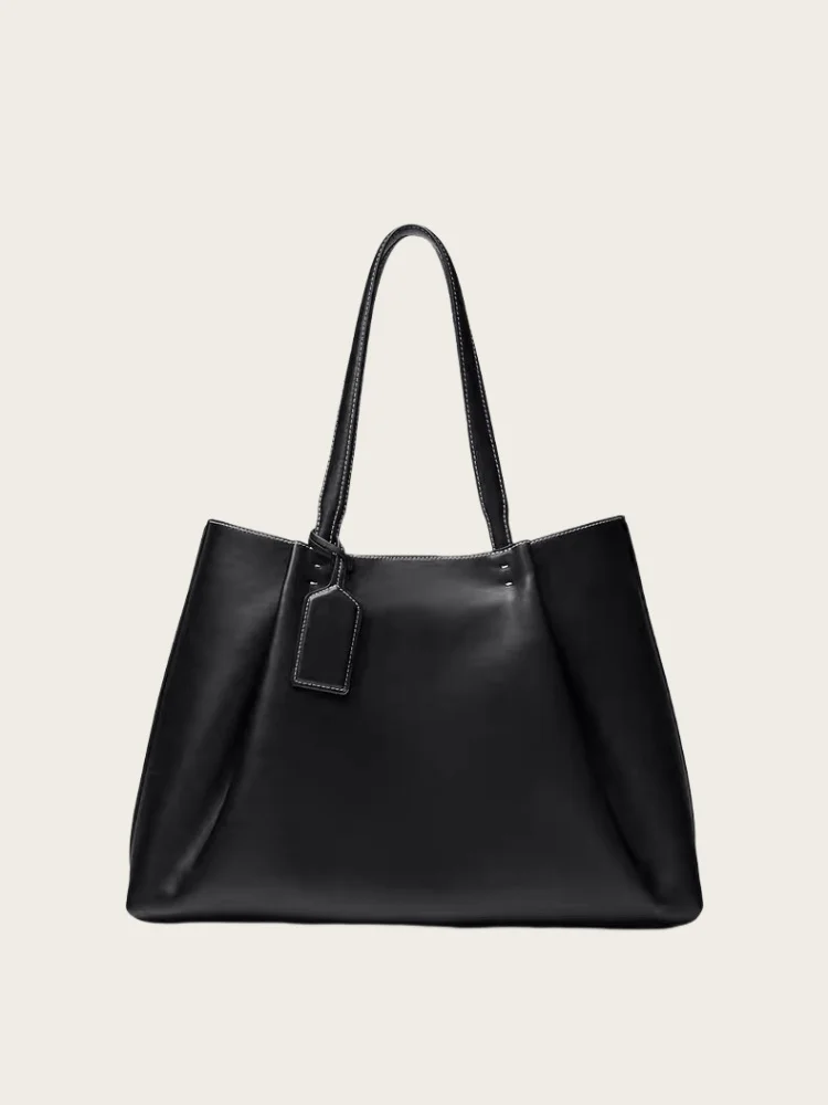 

Fashion Ruched Women Top Handle Tote High Texture Soft Leather High Quality Solid Color Shoulder Bag Female Handbag Commuter Bag