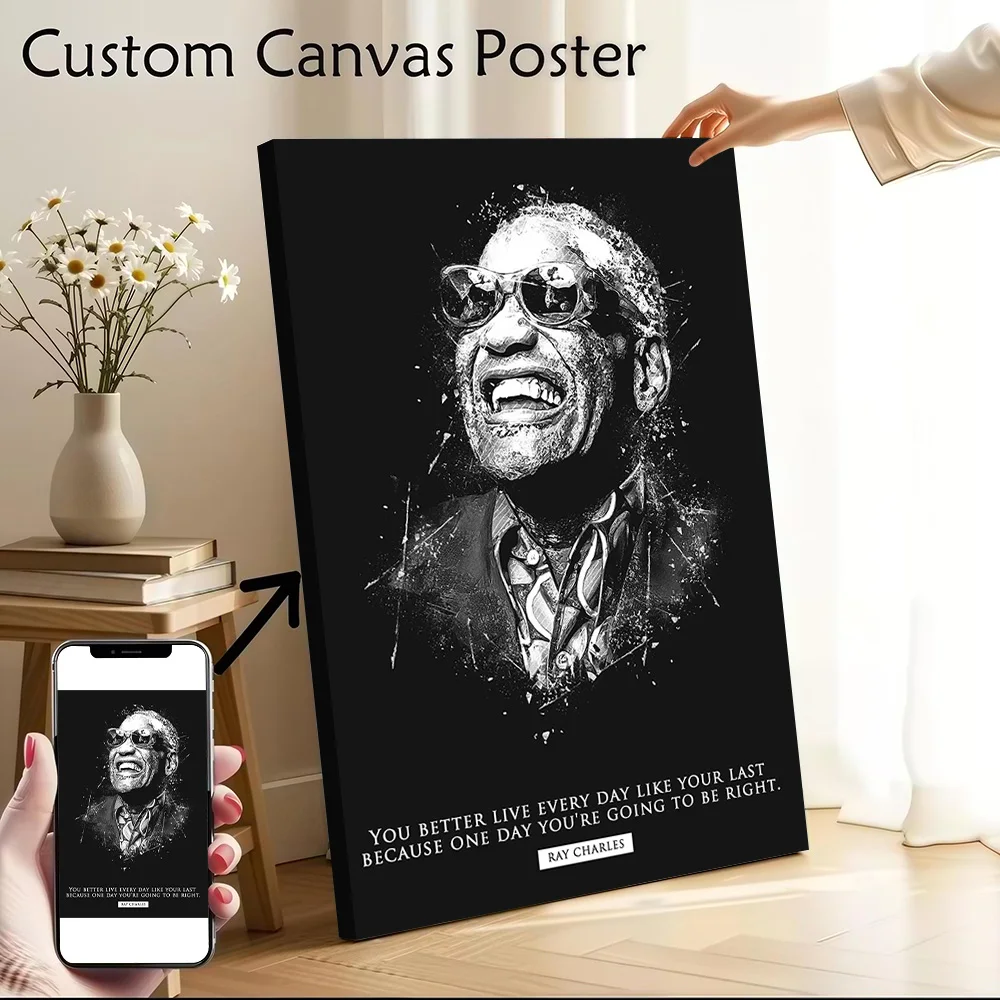 Ray Charles Quote Canvas Wall Arts Poster Customizable Pictures Printing for Room Decorative Paintings Decor Luxury Bedroom Art