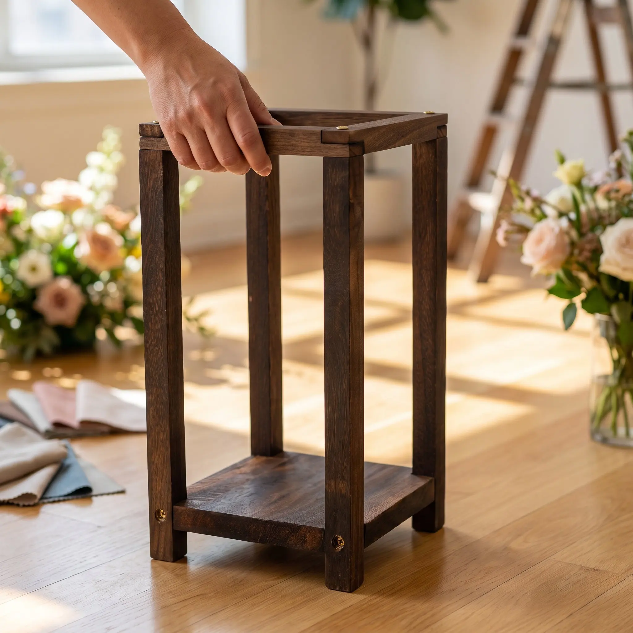 5Pcs Wooden Lantern Holder Rustic Farmhouse Wedding Table Centerpiece Decorative Lantern Rustic Wooden Holder view 3