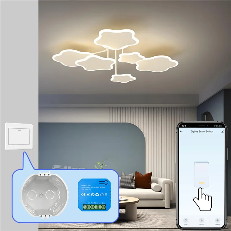 

Модуль переключателя Zigbee Tuya Smart, 2-стороннее управление освещением, синхронизация, двойное управление, мониторинг энергии 16А для Google Home Alexa