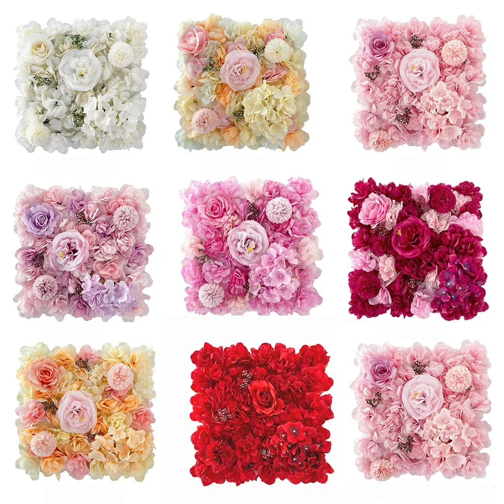 

30cmx30cm 6Pcs Artificial Floral Wall Background Silk Rose Mat for Home Party Wedding Backdrop Wall Decor 3D Flowers Wall Panel