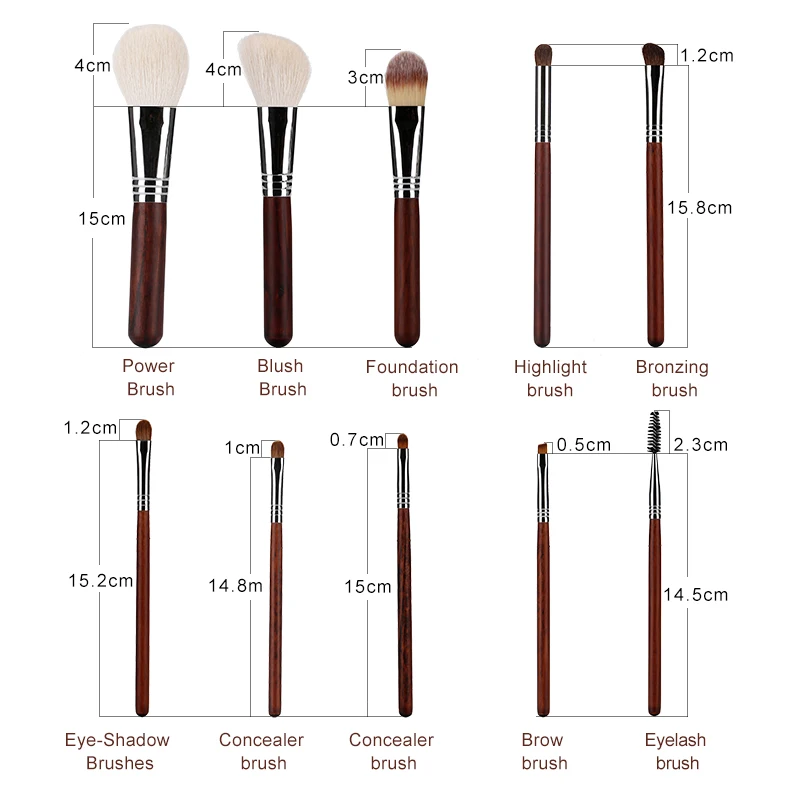 Ensemble de pinceaux de maquillage, 10 pièces, avec poudre, pinceaux pour fard à paupières et poils naturels, pour outils de beauté professionnels