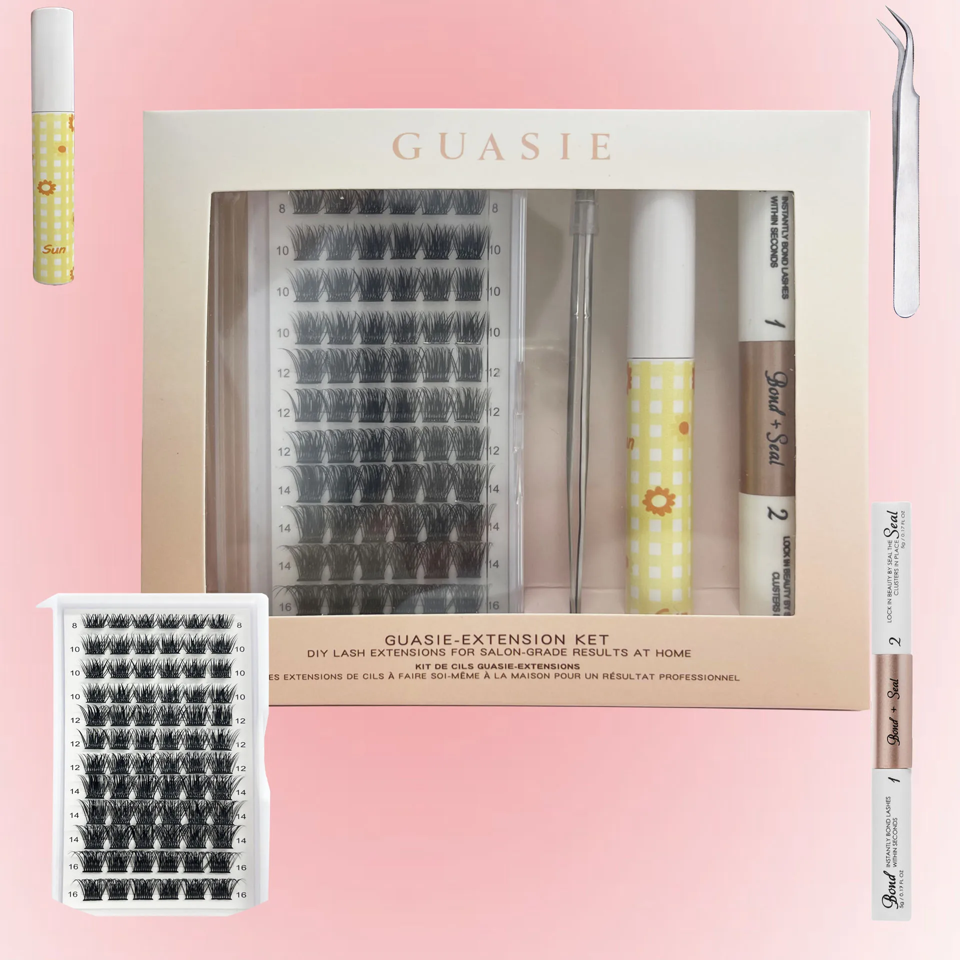 Kit d'extension de cils, outils de maquillage, pince à épiler, pas besoin de colle