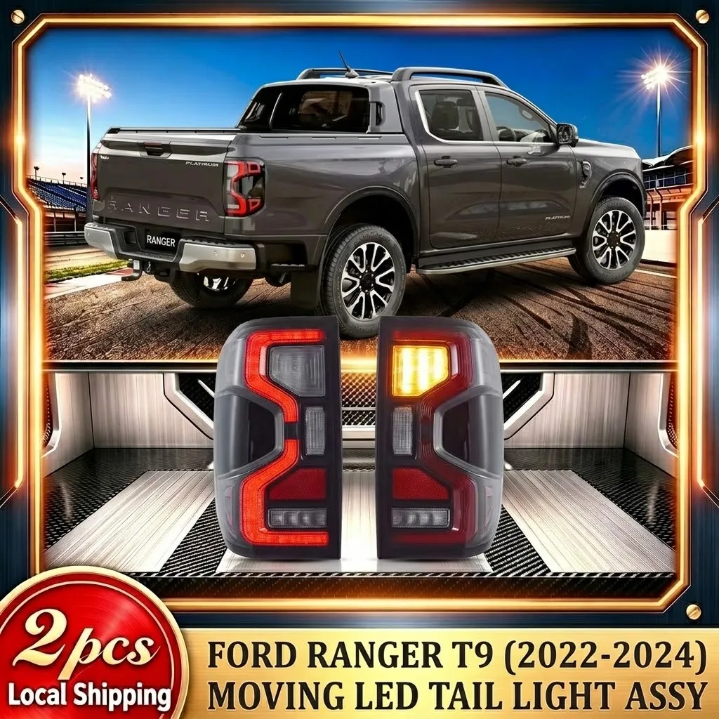 2 Stücke bewegliche LED-Rückleuchten für Ford Ranger T9 2022-2024, Rücklichter, Auto-Styling, Auto-Außenbeleuchtung, Ersatzteile, Außenzubehör, Upgrade-Zubehör für Fahrzeugbeleuchtung